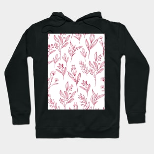 Flowers with leaves pattern viva magenta Hoodie